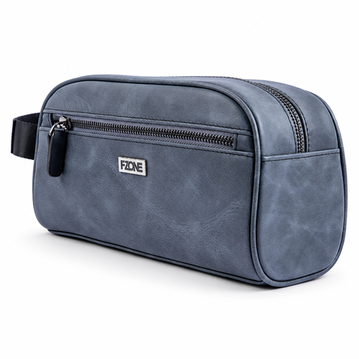 FZONE Leather Zip Hand Pouch – Graphite Blue