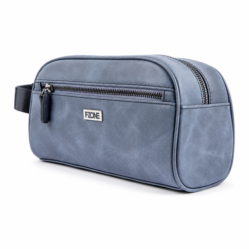 FZONE Leather Zip Hand Pouch – Blue Grey