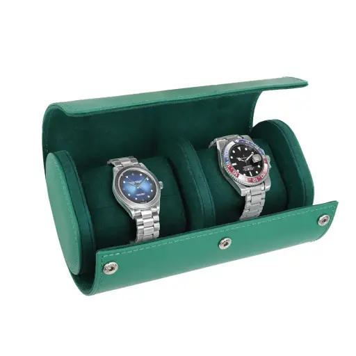 [GNDUWHRCSGN] Green Lion Duo Watch Roll Case - Rolex Green
