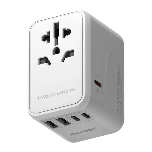 [UA8D] Momax I-World 65w Gan Ac Travel Adaptor White