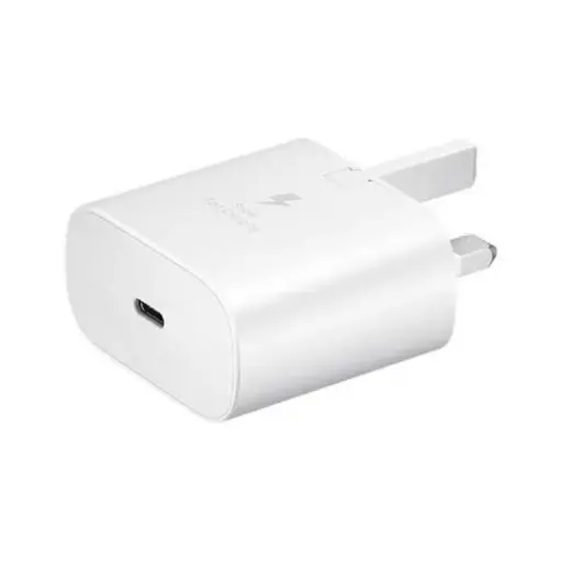 محول طاقة للسفر من سامسونج بقوة 25 وات بمنفذ USB-C - أبيض