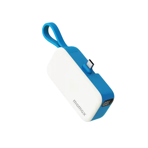 [IP130] Momax 1-Power Mini 5000mAh 3in1 Power Bank With USB-C Plug Blue