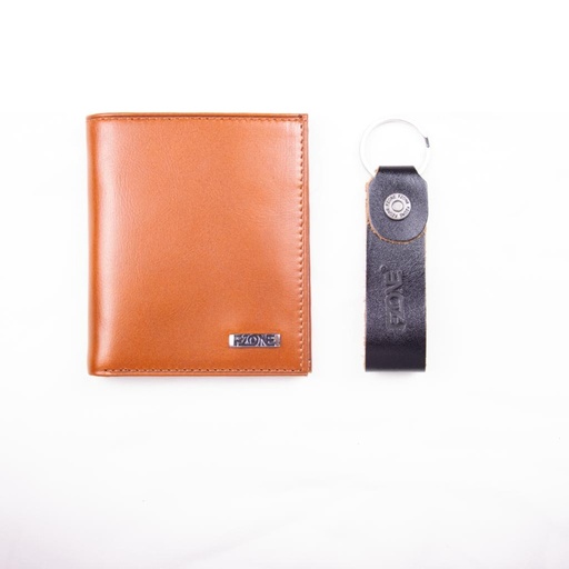 FZONE Leather Wallet Folded Card Holder Magnet – بني