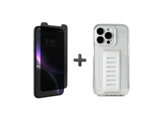 Grip2U Anti-Microbial Privacy Screen Protection Grip2U Slim Case for iPhone 12/12 Pro