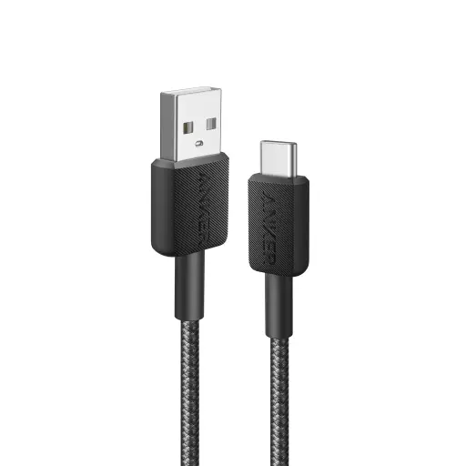 أنكر كابل 322 مجدول من USB-A إلى USB-C بطول 0.9 متر – أسود