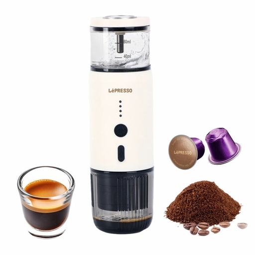 [LPCFFM0001-WH] LePresso Portable Espresso Machine compatible with both coffee powder and Nespresso pods