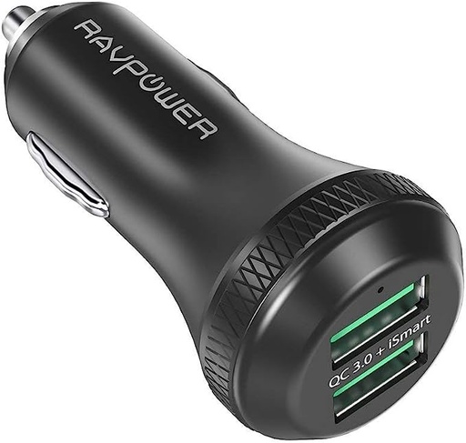 [RP-VC007] RavPower 36W QC 3.0 Dual USB Car Charger - Car Adapter with Quick Charge 3.0 & iSmart
