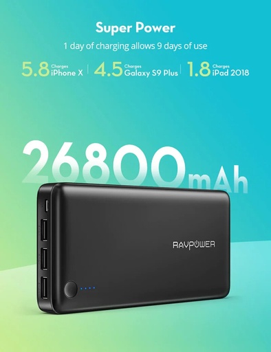 [RP-PB41] RavPower Powerbank iSmart+26800mah
