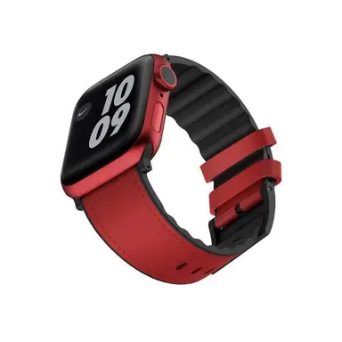 سوار جلدي من Viva Madrid Ventrux لساعة Apple Watch مقاس 42/44/45/46/49 مم - أحمر روج