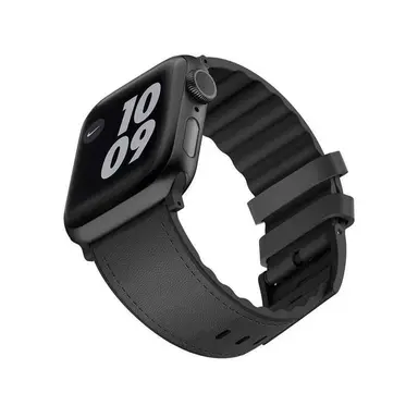 Viva Madrid Ventrux Leather Strap For Apple Watch 42/44/45/46/49mm - Midnight Black