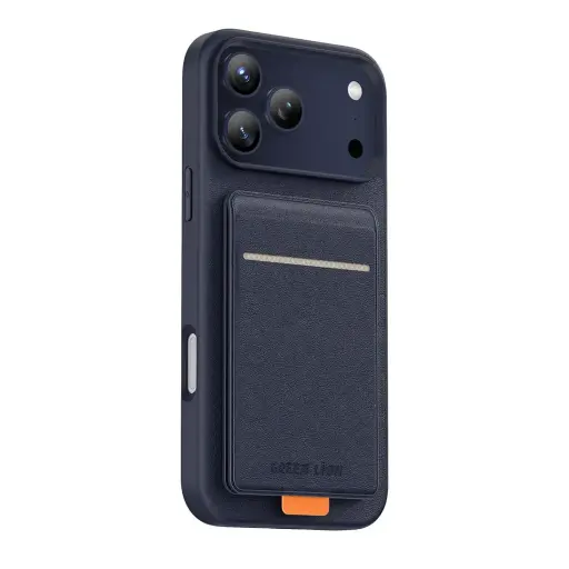 Green Lion Regal MagSafe Leather Case with Card Holder for iPhone 17 Pro Max - Deep Blue 