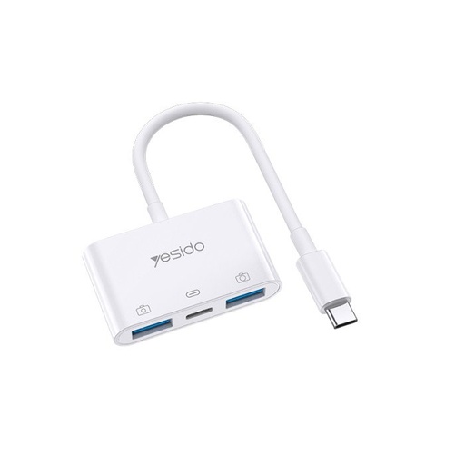 يسيدو محول OTG GS17 من USB-C إلى منفذي USB – أبيض