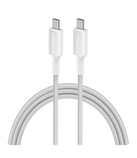 أنكر كابل 322 مجدول من USB-C إلى USB-C – أبيض