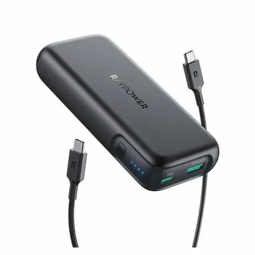 شاحن محمول RAVPower بسعة 10000 مللي أمبير مع منفذ USB-C وتقنية الشحن السريع RP-PB186
