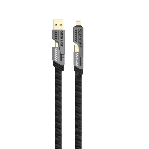 Green Lion 2 in 2 Braided Fast Charging Cable - Gray