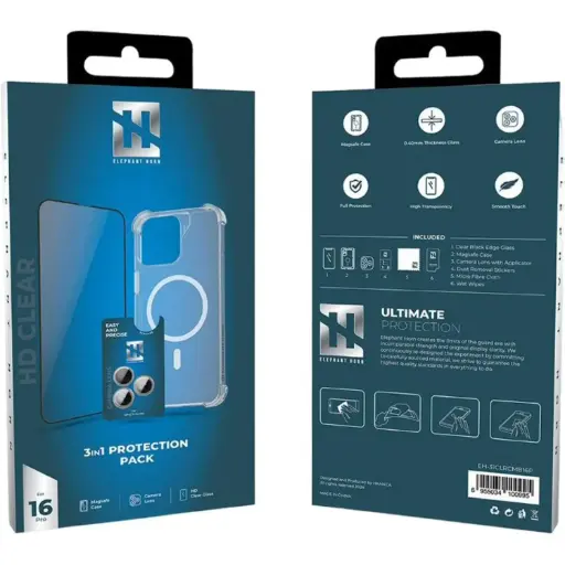 [EH-31CLRCMB17P] Elephant Horn, 3 IN 1 Protection Pack, iPhone 17 Series - Clear