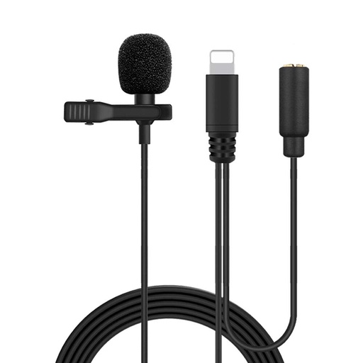[MS-UC566] LIGHTNING Lavalier Microphone with Headphone playback interface & Easy Clip On