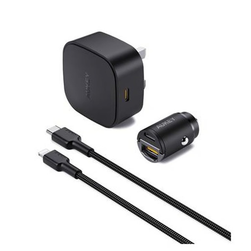 [TK-3] Aukey On the Go Bundle II Wall Charger + Car Charger TK-3