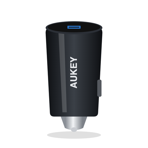 شاحن سيارة Aukey بقدرة 18 واط مع كابل Micro USB بطول 1 متر – أسود