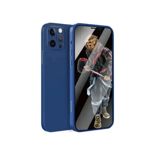 [CVRIP12GREEN360] جراب Green Lion 360° Carcasa ثلاثي الأبعاد من الزجاج والبولي كربونات لهاتف iPhone 12 Pro (6.1 بوصة) - أزرق داكن