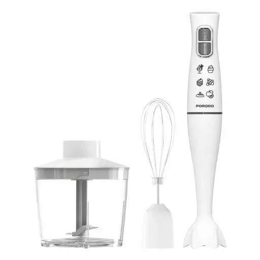 [PD-LFST117-WH] Porodo Lifestyle Powerful Hand Blender Food Chopper & Whisker - White 