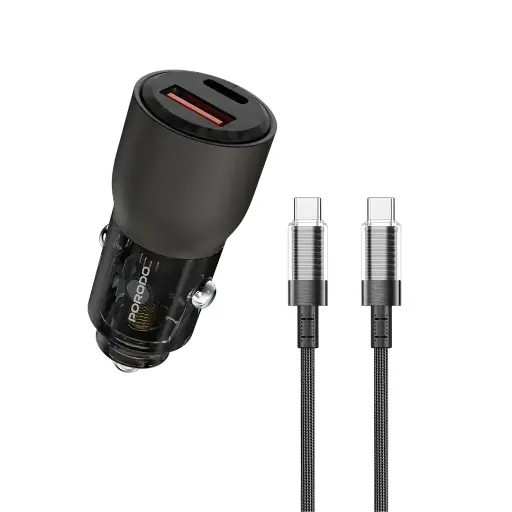 Porodo 96w Transparent Usb-a +c Port Car Chager