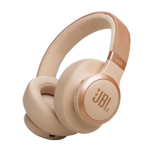 سماعات JBL Live 770 NC اللاسلكية فوق الأذن بتقنية إلغاء الضوضاء، عمر بطارية يصل إلى 65 ساعة - Sandstone